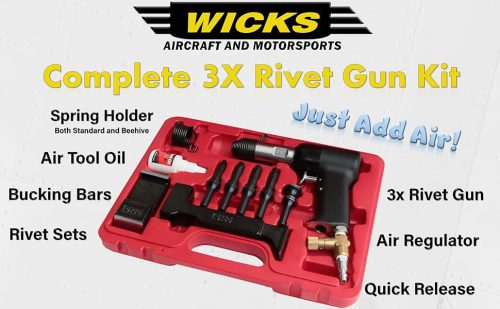 Red Rivet Kit Red Box 737 - 3X Rivet Gun Kit for Solid Rivets