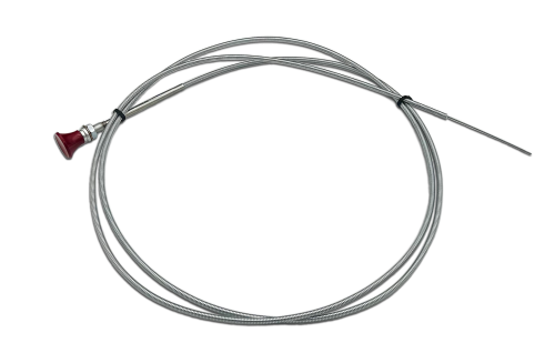 Coiled A740 Ratchet Control cable with a red knob on one end, set against a plain background.