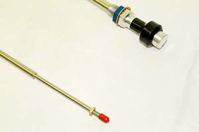 A970 Vernier tool displayed on a white background, featuring a metal shaft with a red tip and a black and silver adjustable mechanism at one end, designed for precise measurements.