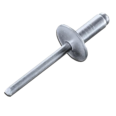 Dome Head Rivet featuring a rounded dome-shaped head and a long cylindrical shaft. The rivet is metallic with a shiny finish, suitable for various fastening applications in construction and manufacturing.