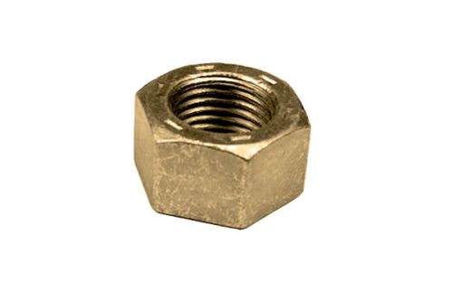 Image of an AN360 Engine Nut, a hexagonal metal nut with internal threading, used for securing components in engines. The nut is displayed on a plain white background, highlighting its metallic texture and shape.
