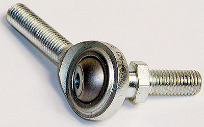 A metal ball joint fitting from the CM Series, featuring a spherical bearing mounted on a threaded rod. The fitting has a hex nut on one side and is designed for connecting and allowing movement in mechanical assemblies.