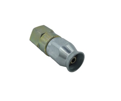 Metal fitting component for a lubrication (oil) system, featuring a hexagonal nut and cylindrical body, designed for secure connections.