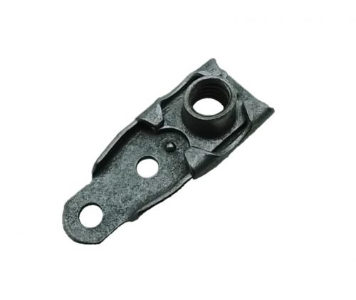 Anchor Nut One Lug Self Locking Floating (MS21061) with a dark metallic finish, featuring a threaded hole and two mounting holes on a single elongated lug.