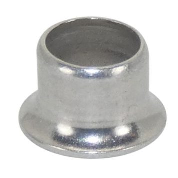 A shiny metal Dzus GA & GF Type grommet with a cylindrical shape and a flared base, designed for securing panels or components. The interior is hollow, allowing for easy installation in various applications.