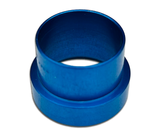 A blue cylindrical component labeled "MS20819 Sleeve Fitting" with a wider base and narrower top, used for connecting or securing parts. The background is plain, highlighting the fitting's shape and color.