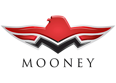 Mooney Screw Kit logo featuring a stylized red eagle with outstretched wings above the word "MOONEY" in bold, black letters. The design conveys strength and precision, representing the quality of the screw kit.