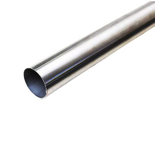 A close-up of a 321 stainless steel tubing MIL-T-8808, showcasing its smooth, reflective surface and cylindrical shape. The tubing is positioned diagonally against a plain white background.