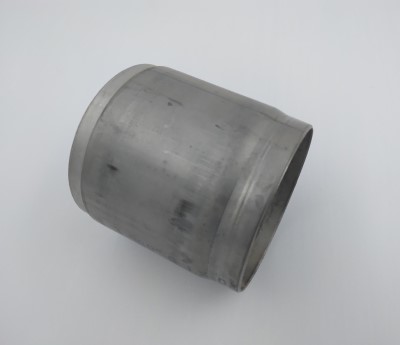 A metal exhaust flange exhaust bend with a cylindrical shape, shown against a plain white background.