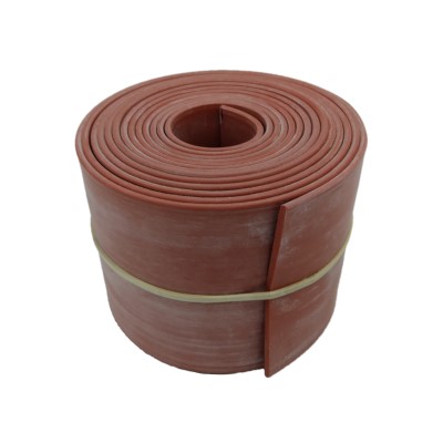 A roll of red baffle seal silicone, coiled neatly with a beige band securing it. The silicone material appears smooth and flexible, suitable for sealing applications.