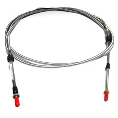 Coiled cable with red-tipped push-pull controls, labeled "A920 Push Pull Controls for Quadrants." The cable is silver with connectors on both ends, designed for precise control applications.
