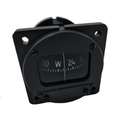 Black Airpath 2 1/4" compass with a rectangular display showing directional markings, mounted on a square panel with screw holes at each corner.