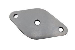 A metal plate with three holes, possibly a component related to Rotax Oil Filters.