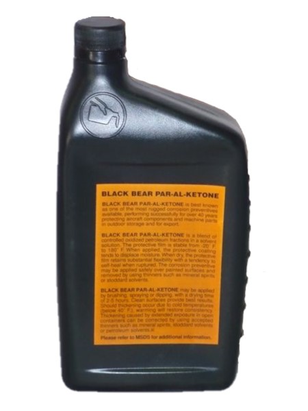 Black plastic bottle with an orange label displaying text. The product is titled "Par-Al-Ketone."