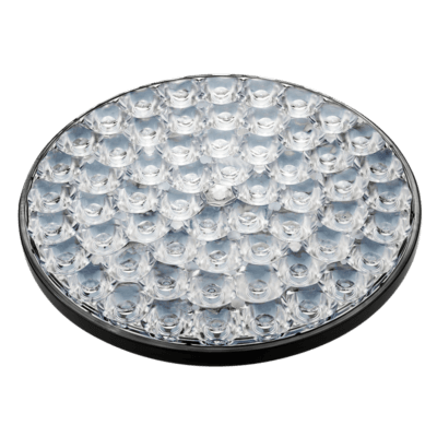 Round SUNSPOT 64-4000 landing light with a grid of small, clear LED lenses on a black frame.