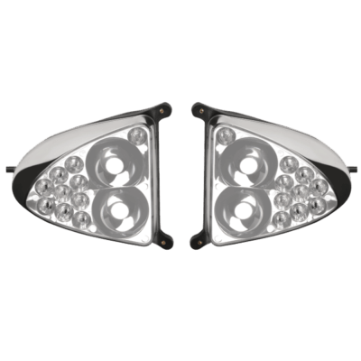Pair of AEROSUN-VX vehicle headlights with a sleek design, featuring multiple circular LED lights.