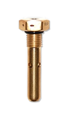 A brass fuel drain valve, titled "CCA 2700 Fuel Drain," featuring a hexagonal head, threaded shaft, and two small holes for drainage. The component is designed for efficient fuel drainage in machinery or vehicles.
