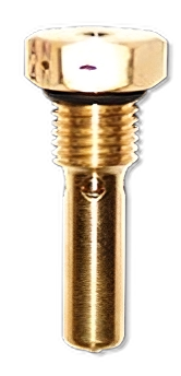A close-up image of a brass fuel drain fitting, featuring a hexagonal head and threaded shaft. The fitting is designed for use with the CCA 2800 Fuel Drain system, showcasing its shiny finish and precise detailing.