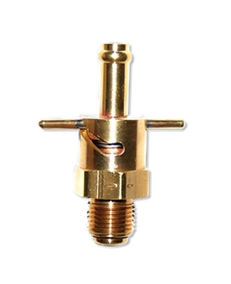 Oil drain component titled "CCA 39560 Oil Drain," featuring a brass construction with a threaded base and two side ports. The design allows for efficient oil drainage, making it suitable for automotive or machinery applications.