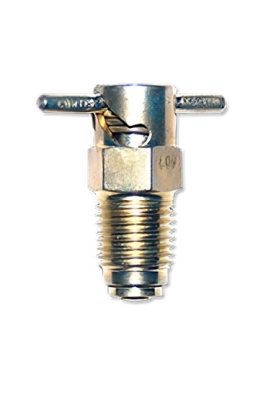 A close-up of the CCA 4900 Fuel Drain, featuring a metallic fuel drain valve with a threaded base and a lever mechanism for operation. The valve is designed for efficient fuel drainage in machinery or vehicles.