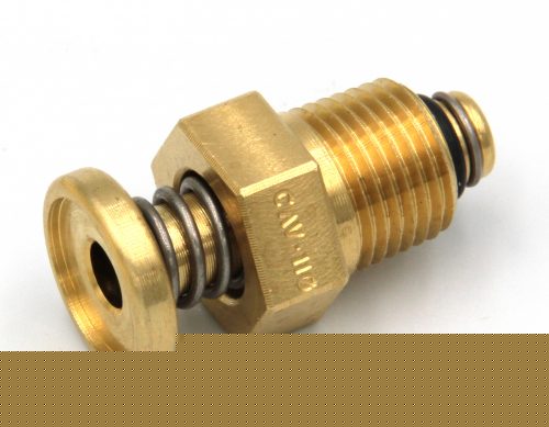 Brass CAV-110 (1/8 NPT) Saf-Air Fuel Drain Valve featuring a threaded end and rubber seals, designed for secure fuel drainage in aviation applications.