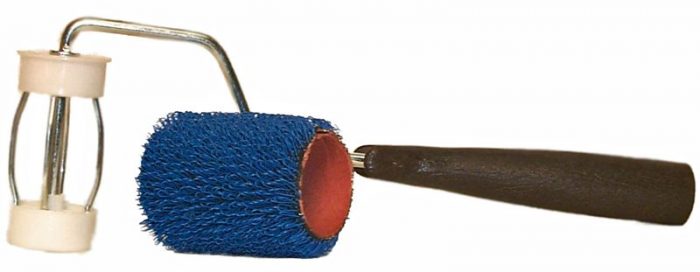 3″ epoxy roller frame with a black handle and metal arm, designed for applying epoxy coatings. The image shows the frame without a cover.
