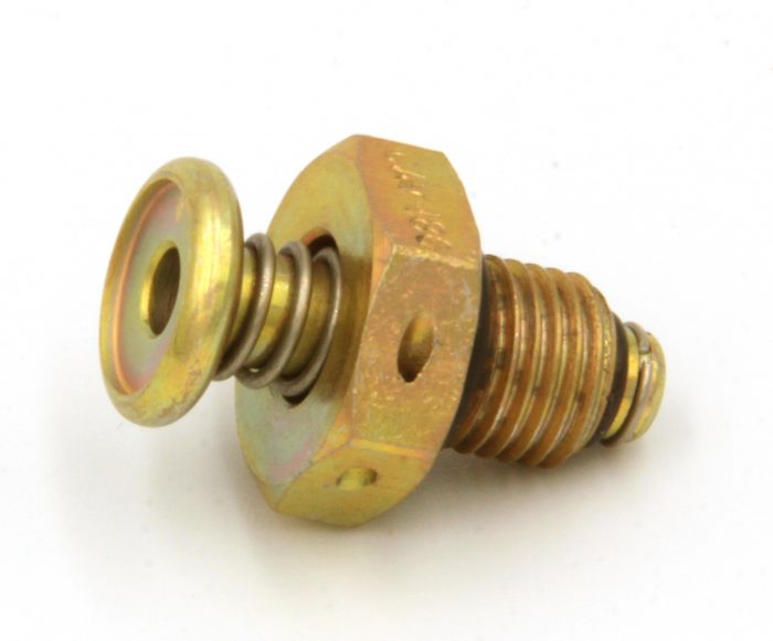 Gold-colored CAV-180 (3/8-24) Saf-Air Fuel Drain Valve with a threaded body and a round top, designed for efficient fuel drainage.