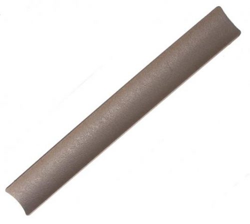 A long, cylindrical, brown object with a slightly curved shape, resembling a foam or rubber padding piece, set against a plain white background.