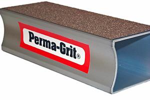 Perma-Grit Sanding Block with a rectangular shape, featuring a textured abrasive surface on top and a gray frame. The brand name "Perma-Grit" is displayed on the side in bold letters.
