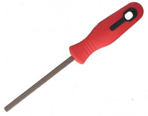 Red-handled Perma-Grit Comfort Grip File with a textured metal filing surface.