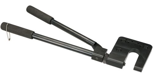 Image of a 3" Pro Heavy Duty Rivet Squeezer with black handles and a metal head, designed for squeezing rivets in heavy-duty applications. The tool features a long handle for increased leverage and a chain for securing the handles.