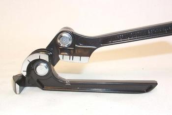 IMP Triple Header Tube Bender, 367-FH, shown in a side view. The tool features a black metal body with a graduated scale for precision bending, designed for shaping tubes with ease.