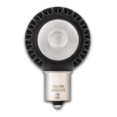 A round, silver and black light bulb labeled "FAA-PMA AeroLeds," designed for the STARLIGHT WING ICE INSPECTION LIGHT, with a textured rim and central lens.
