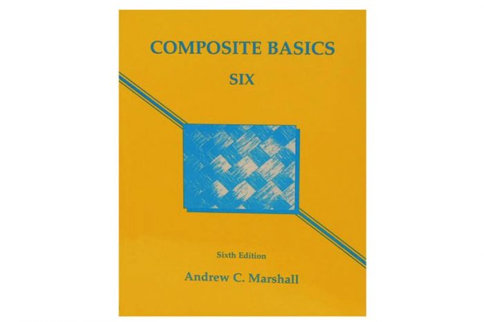 Yellow book cover titled "Composite Basics Six" by Andrew C. Marshall, Sixth Edition. Features a blue geometric design in the center.
