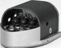 Model 71015 Series LED Forward Position Lights A black and silver dome-shaped device with visible internal components, resembling a mechanical or industrial machine part, set against a plain background.