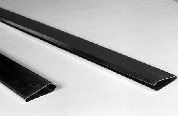 Two black rubber edge trims are displayed on a light surface, one wider and one narrower, both with a flat, elongated shape.