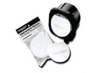 Instrument Covers Gray plastic blinders with a black adjustable strap and a metal button, designed for a horse.